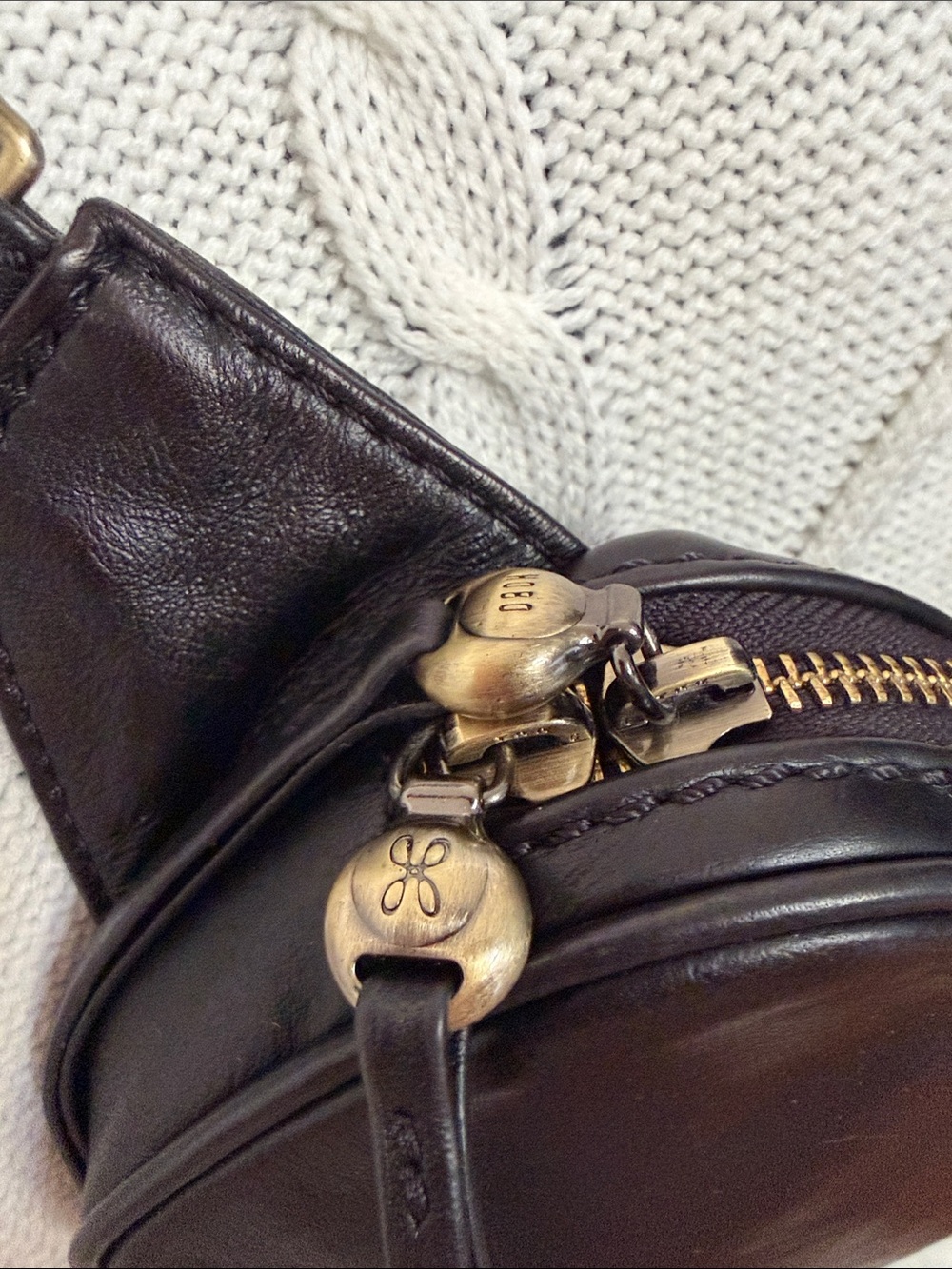 HOBO Black Leather Crossbody Belt Bag with Tassel Pull - Picture 3 of 7